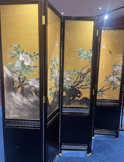 聚宝云堂-中式古典-缂丝牡丹6页屏风